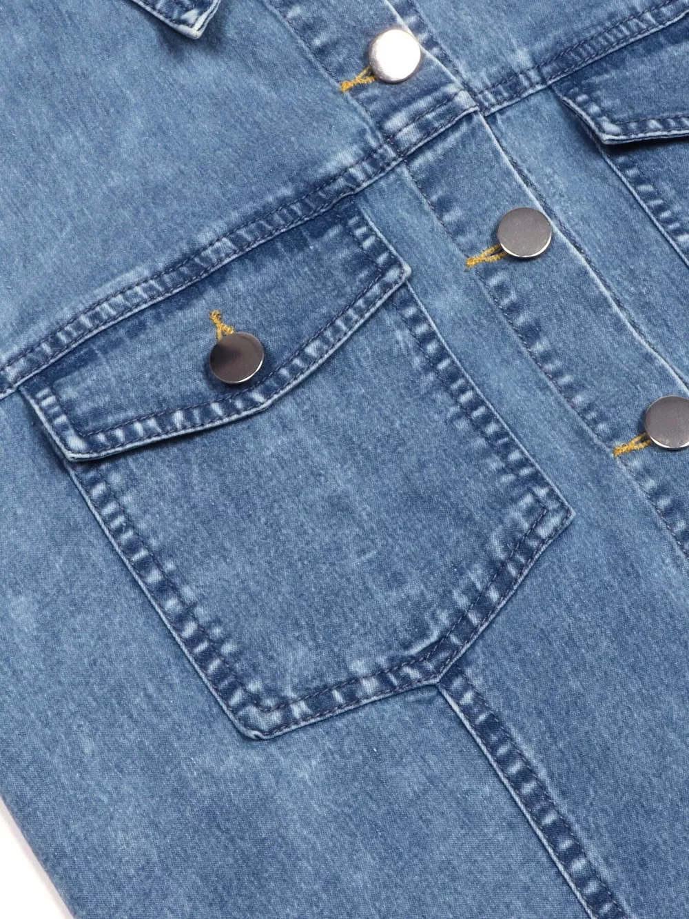 Halter Neck Button-Front Denim Dress, image 3
