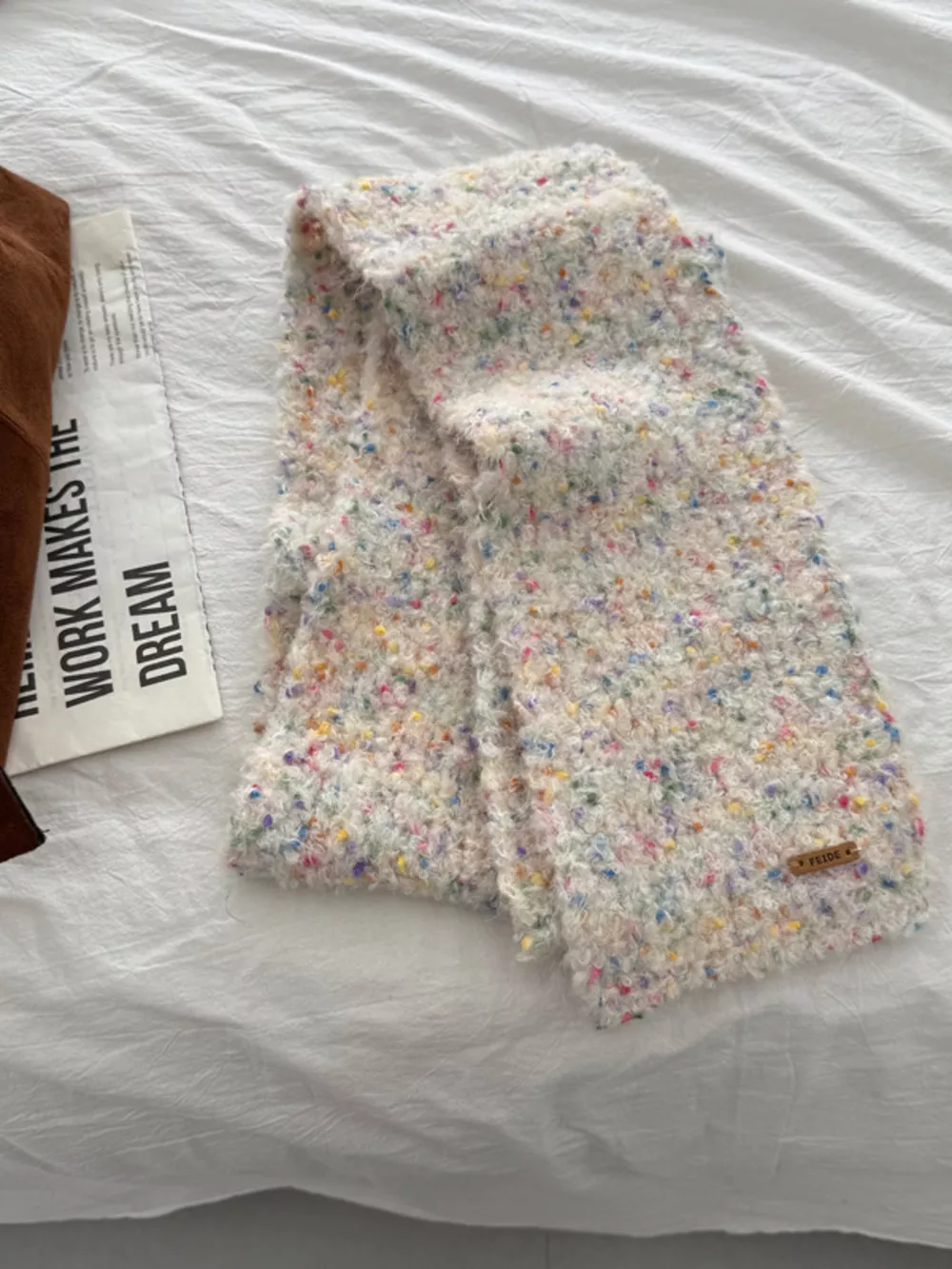 Cozy Knitted Multicolor Speckled Scarf, image 7