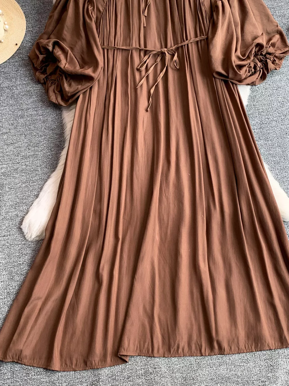 Balloon Sleeve Tie-Waist Dress, image 29
