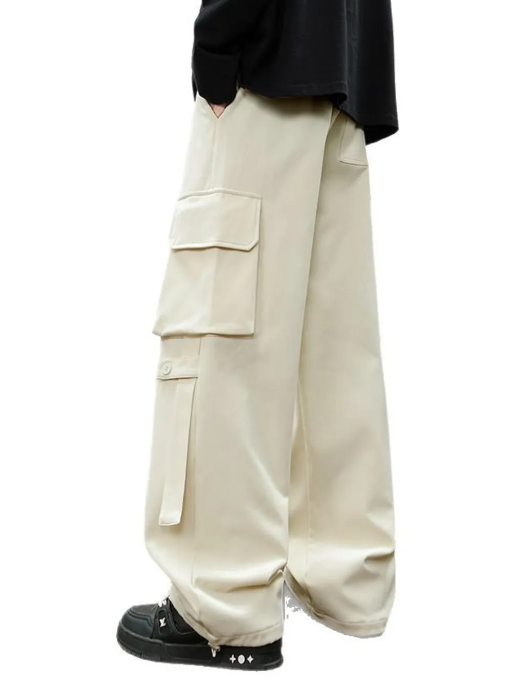 Men's Plus Size Loose Fit Cargo Pants with Drawstring, image 4