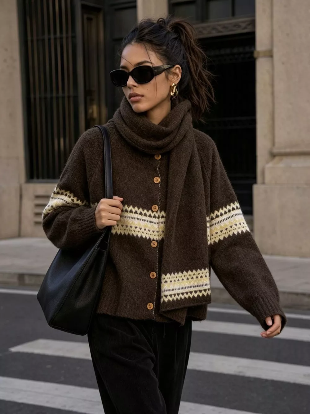 Geometric Button Down Knit Cardigan, image 14