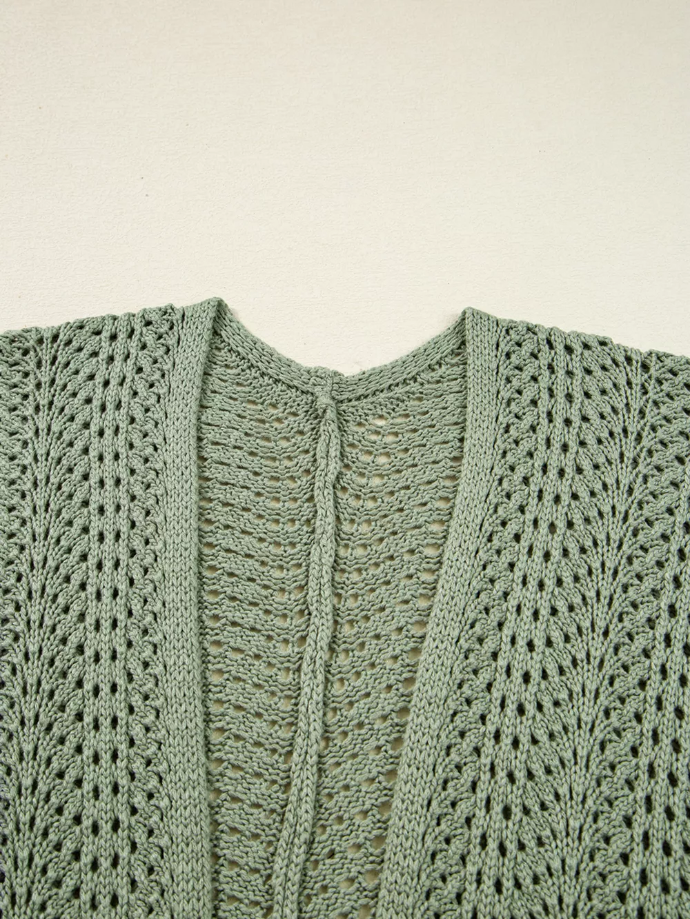 Scalloped Edge Eyelet Knit Batwing Sleeve Cardigan, image 2