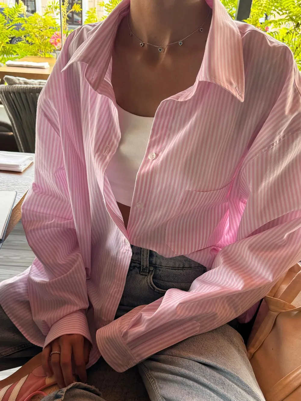 Collared Neck Long Sleeve Striped Button-Up Shirt, image 2