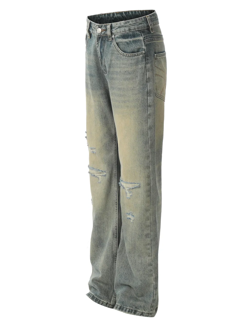 Men's Distressed Straight Leg Jeans, image 2