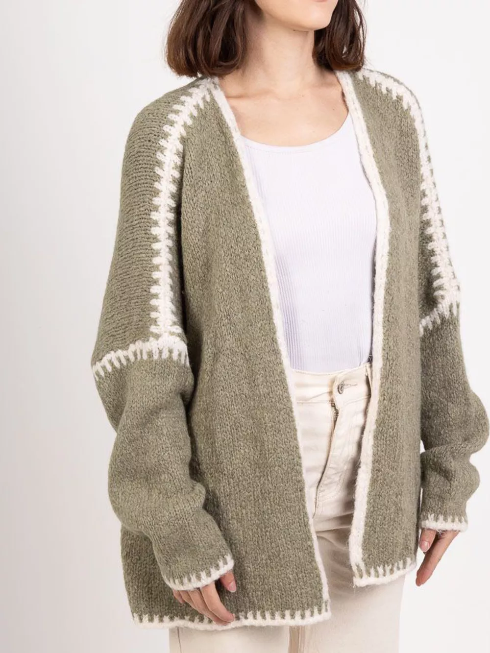 Contrast Trim Open Front Cardigan, image 10