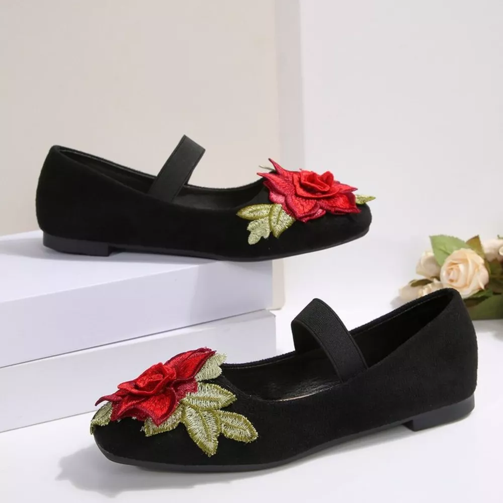 Flower Square Toe Slip-Ons, image 3