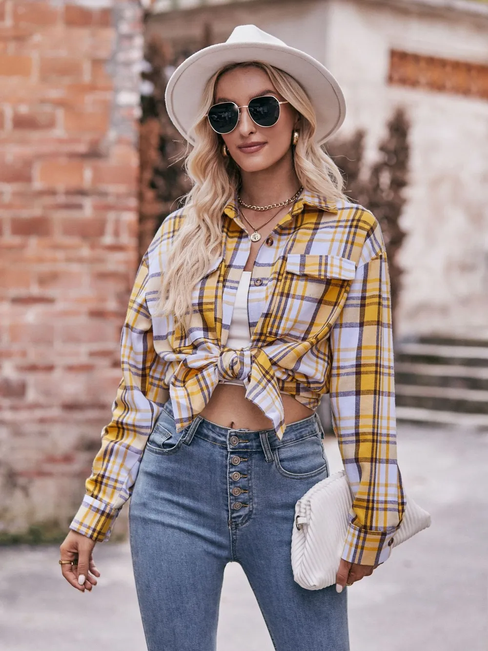 Plaid Button-Down Long Sleeve Shirt, image 33