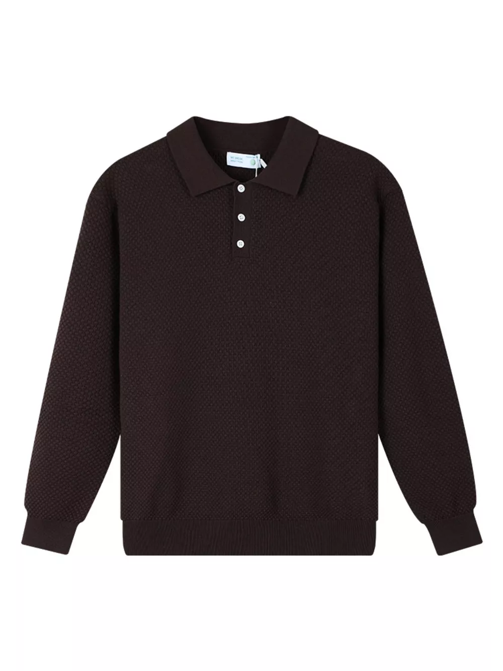 Men's Plus Size Textured Knit Polo Collar Sweater, image 5