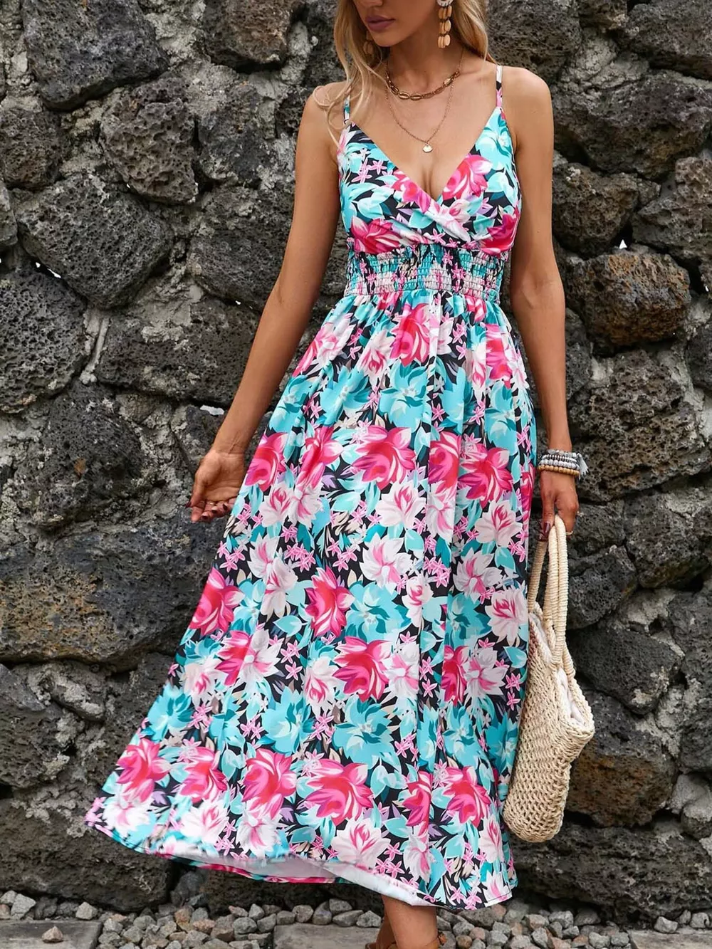 Paisley Print Spaghetti Strap Midi Dress, image 13