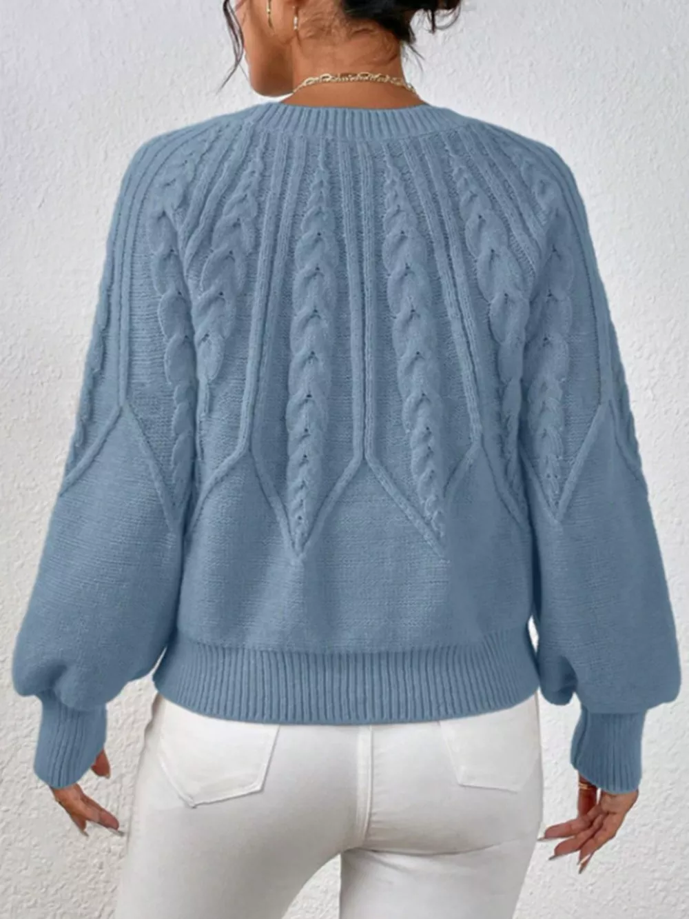 Cable Knit Long Sleeve Sweater, image 17