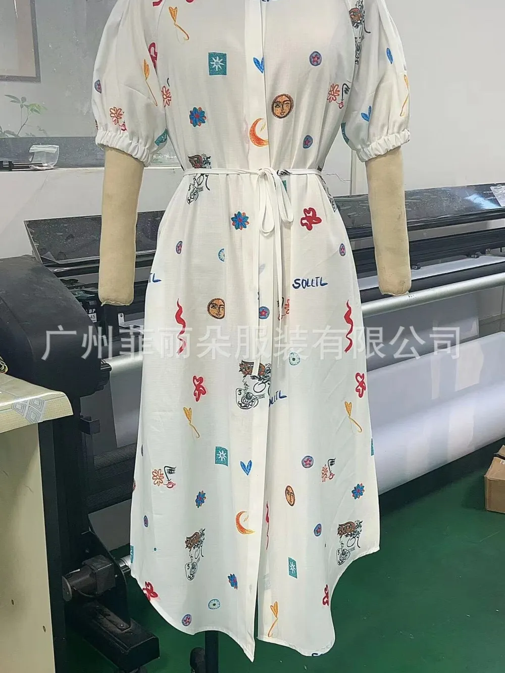 Printed Button Up Midi Shirt Dress, image 11