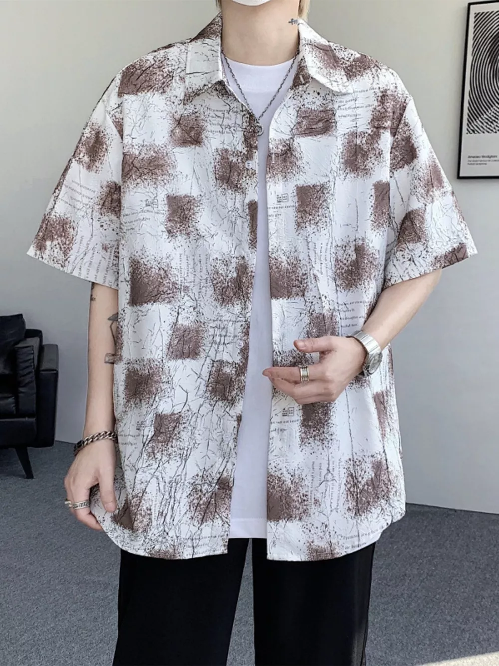 Men's Plus Size Abstract Pattern Short Sleeve Shirt, image 5