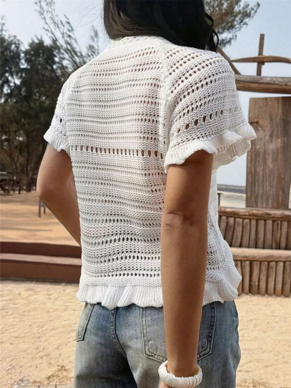 Seashell Crochet Knit Top, image 5