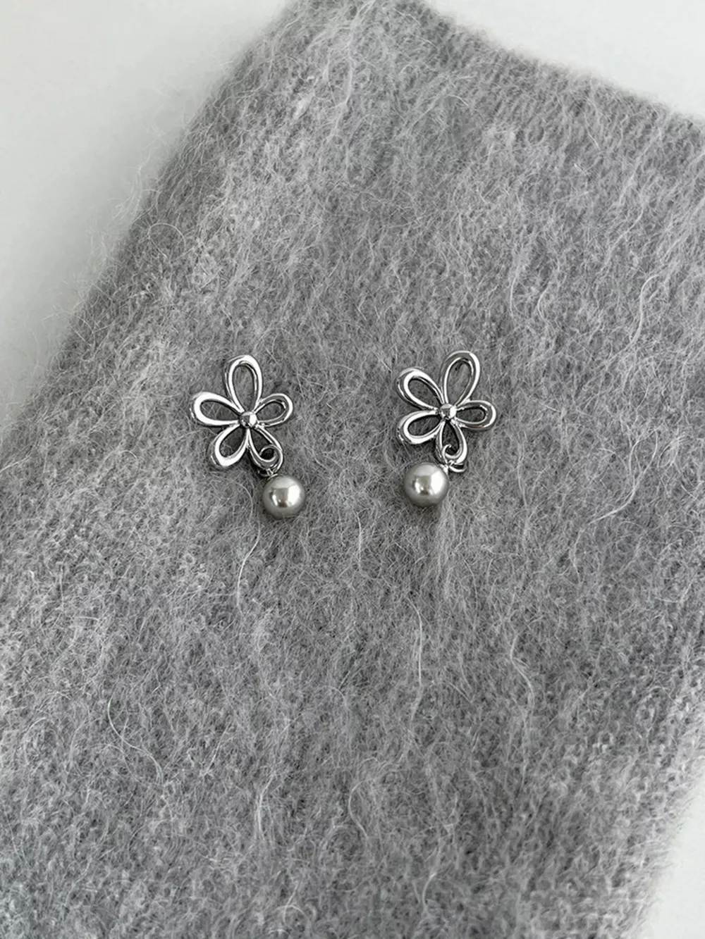 Flower Pearl Drop Earrings, image 5