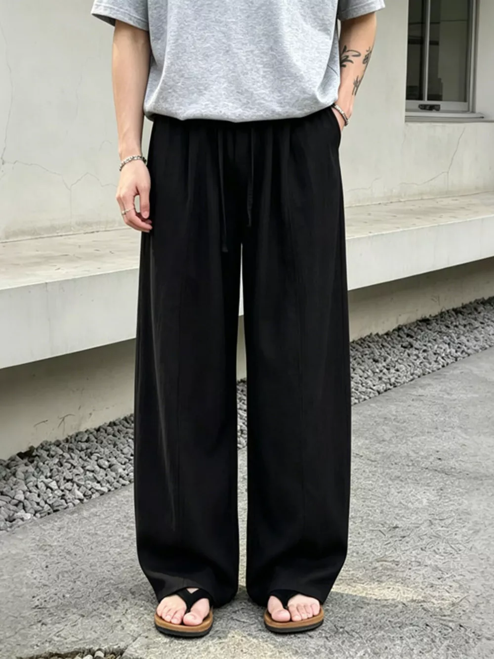 Men's Plus Size Wide Leg Pants with Drawstring Waist, image 3