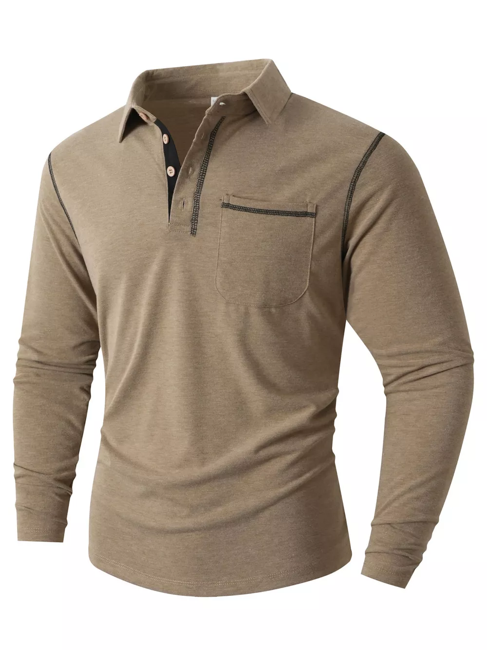 Men's Full Size Long Sleeve Casual Polo Plus Size, image 6