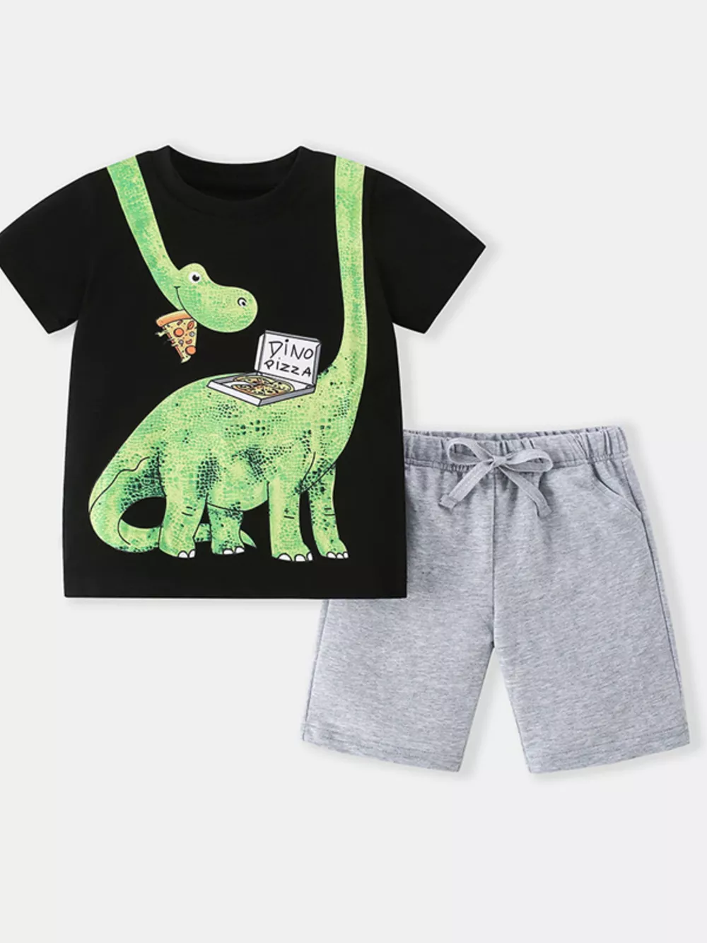 Children's Dino Pizza Graphic Tee & Shorts Set
