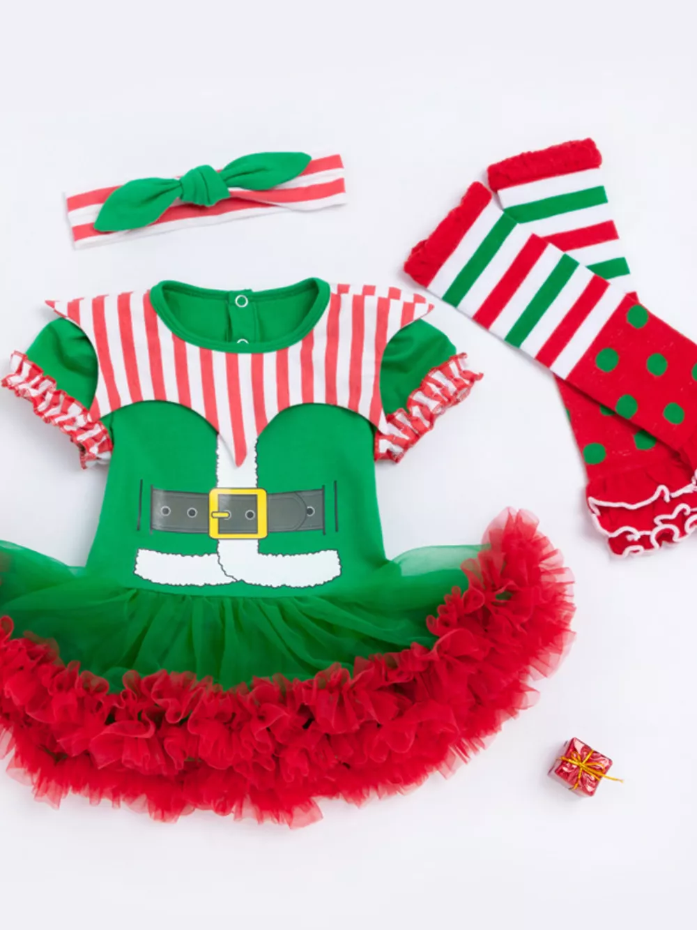 Children's Christmas One-Piece Dress 3 Piece Set, image 2
