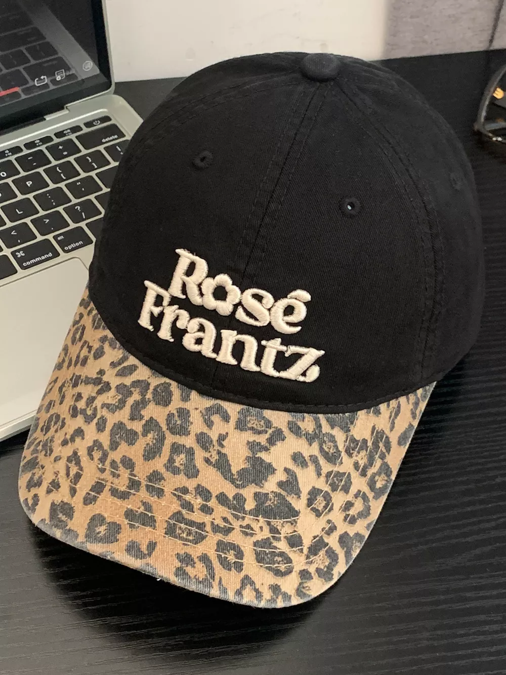 Leopard Print Baseball Cap with Embroidered Letter, image 3