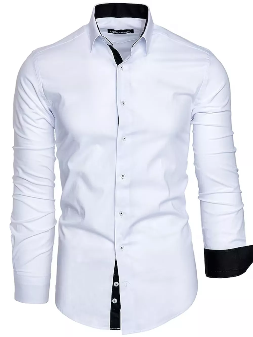Men's Slim Fit Contrast Trim Long Sleeve Shirt, image 4