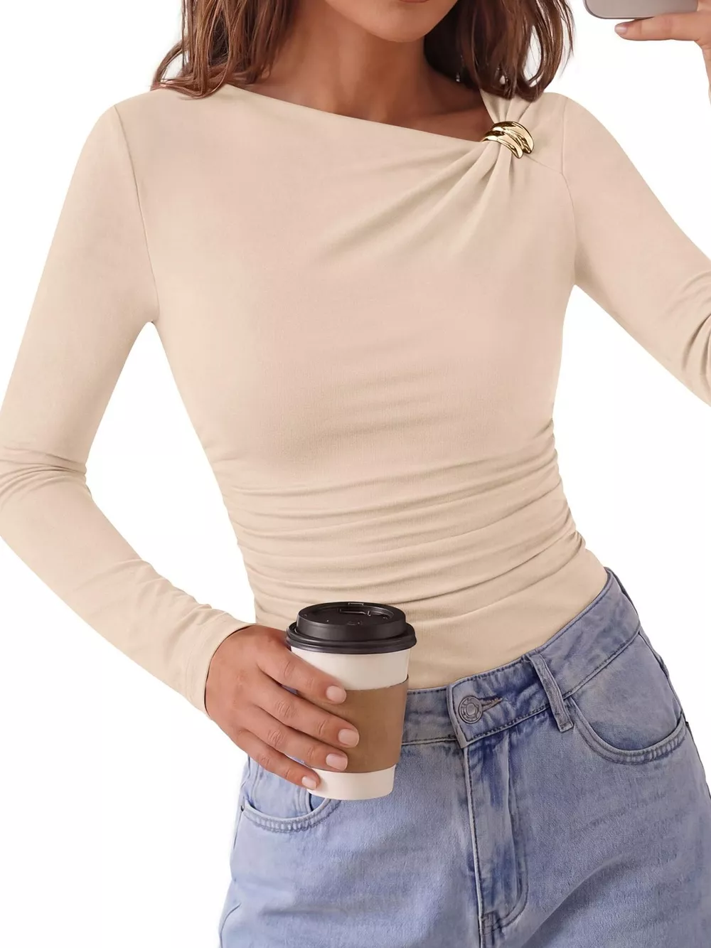 Metal Detail Long Sleeve T-Shirt, image 4