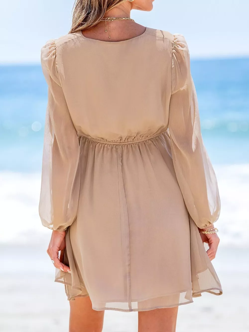 Surplice Long Sleeve Mini Dress, image 4