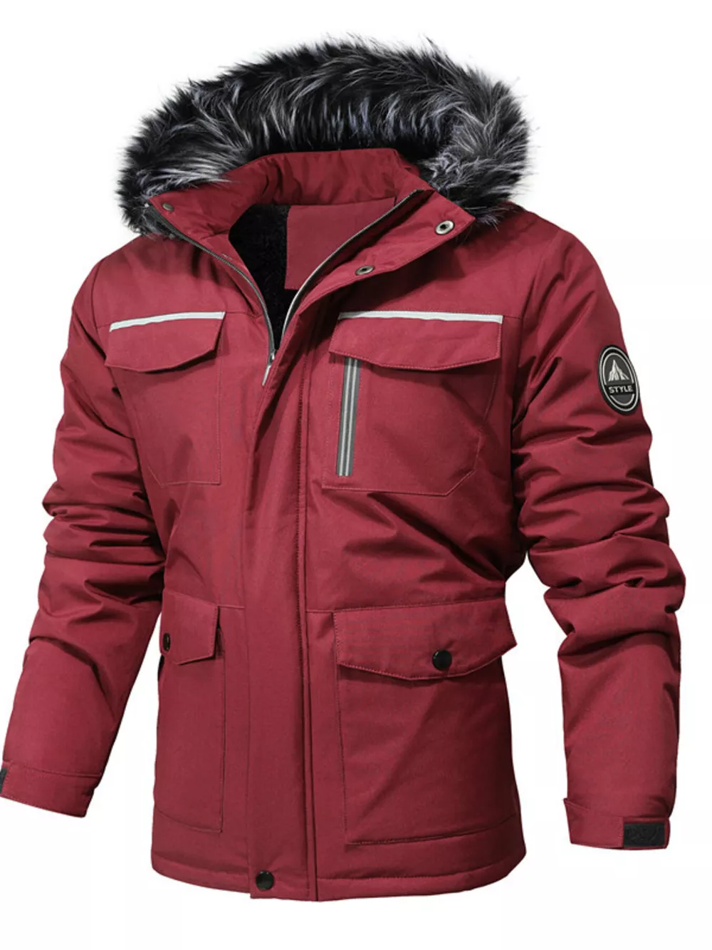 Men's Plus Size Fur Hooded Winter Parka Coat, image 2