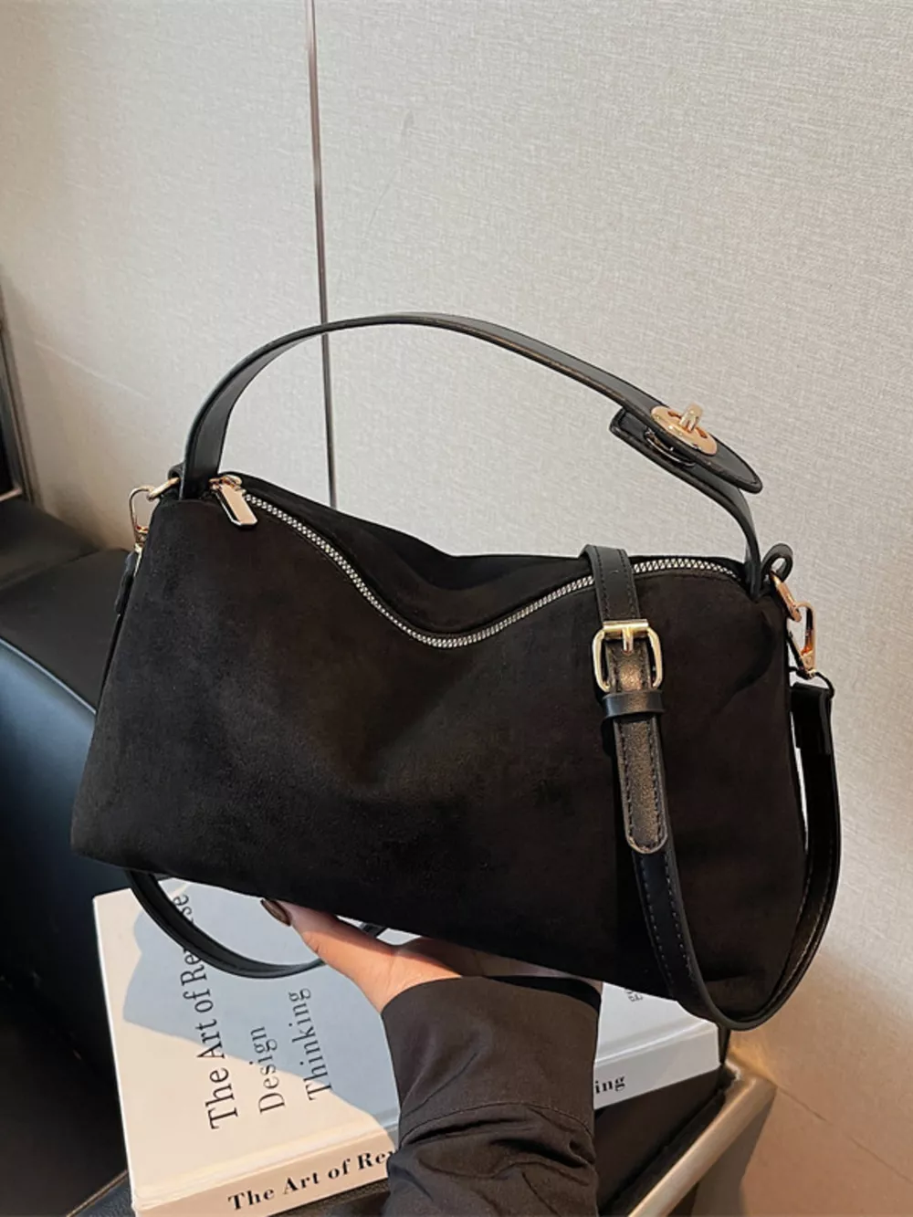 Suede Texture Crossbody Bag, image 3