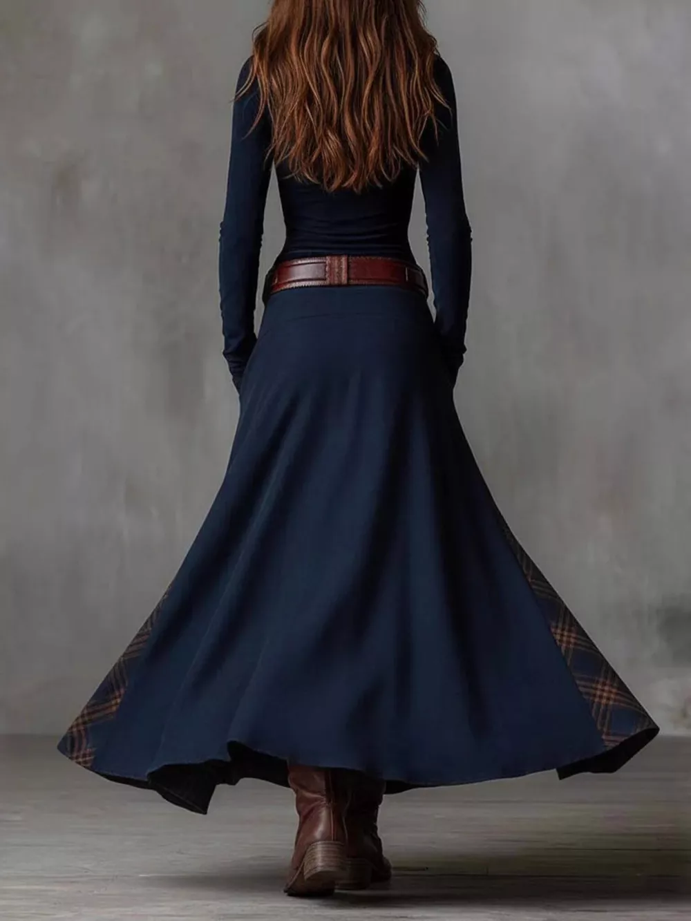 Full Size Button Front Plaid Patchwork Maxi Dress Plus Size, image 2