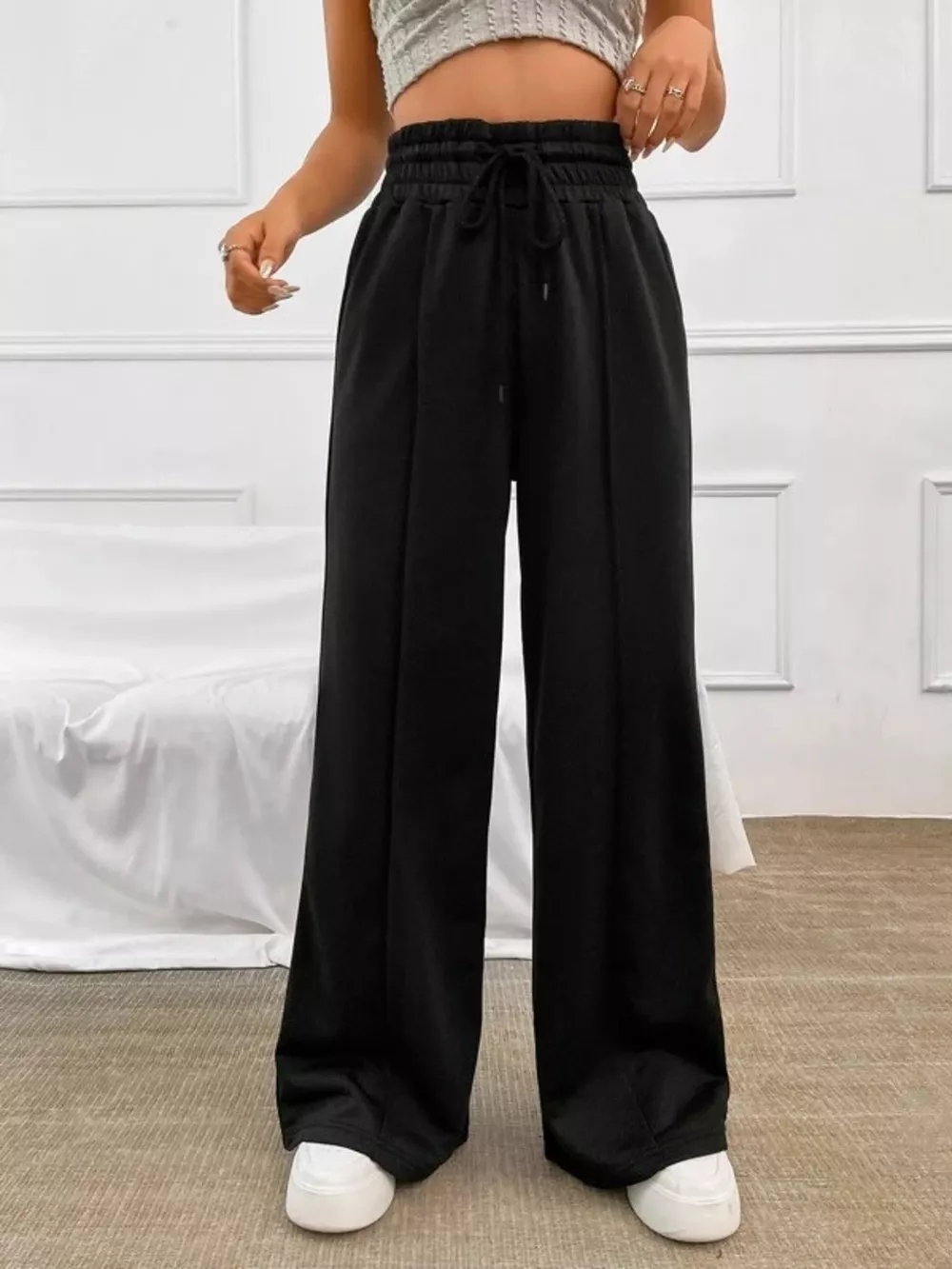Wide Leg Drawstring Waist Pants
