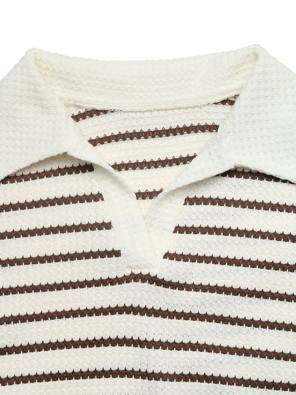 Striped Polo Collar Knit Sweatshirt, image 8