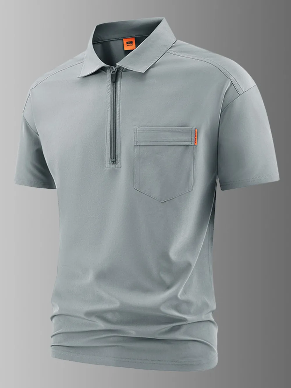 Men's Plus Size Casual Zipper Polo with Pocket, image 4