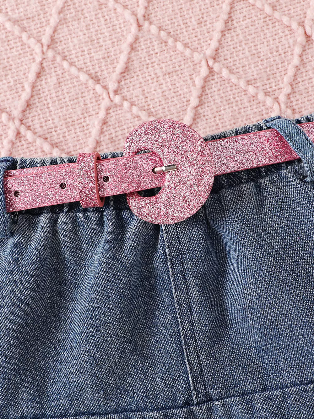 Children's Letter Long Sleeve Top and Denim Skirt Set, image 4
