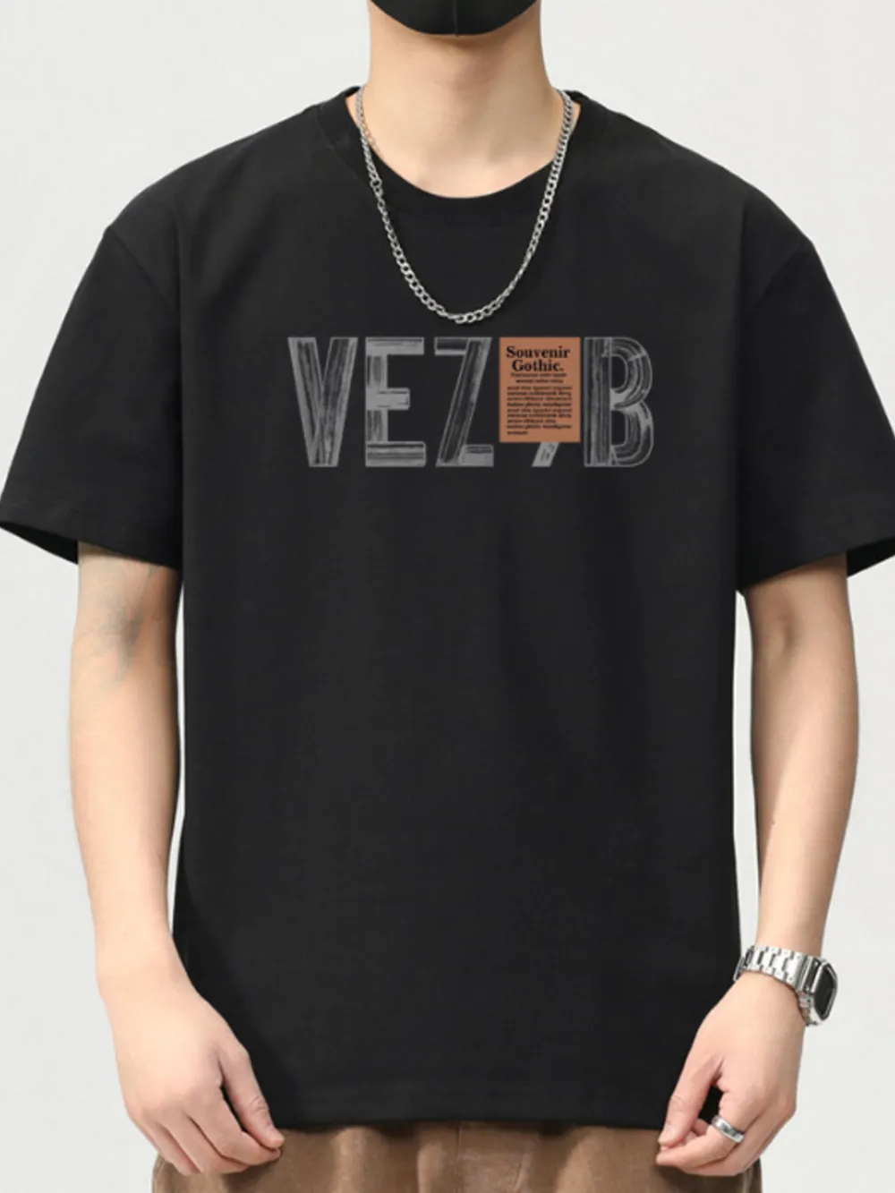 Men's Plus Size Letter Round Neck Short Sleeve T-Shirt