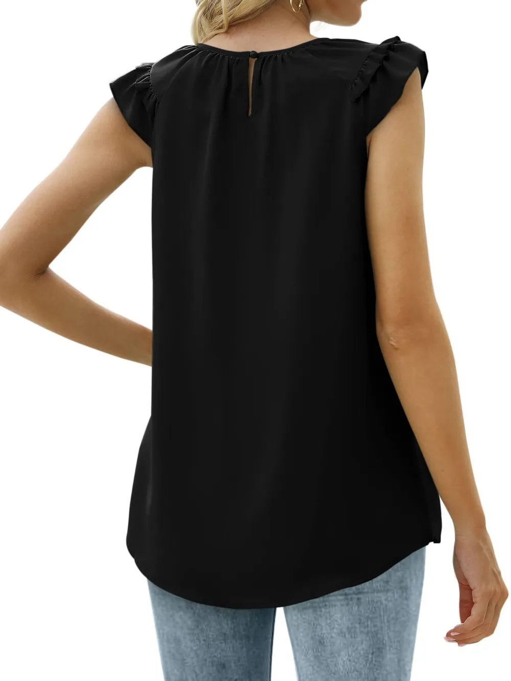 Ruffle Trim Round Neck Blouse, image 9
