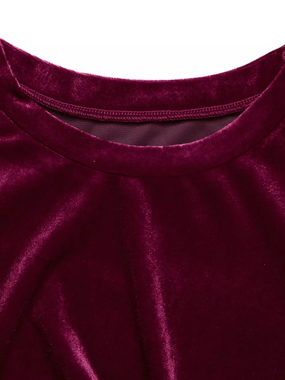 Velvet Slit Round Neck Long Sleeve Dress with Side Tie Detail, image 9