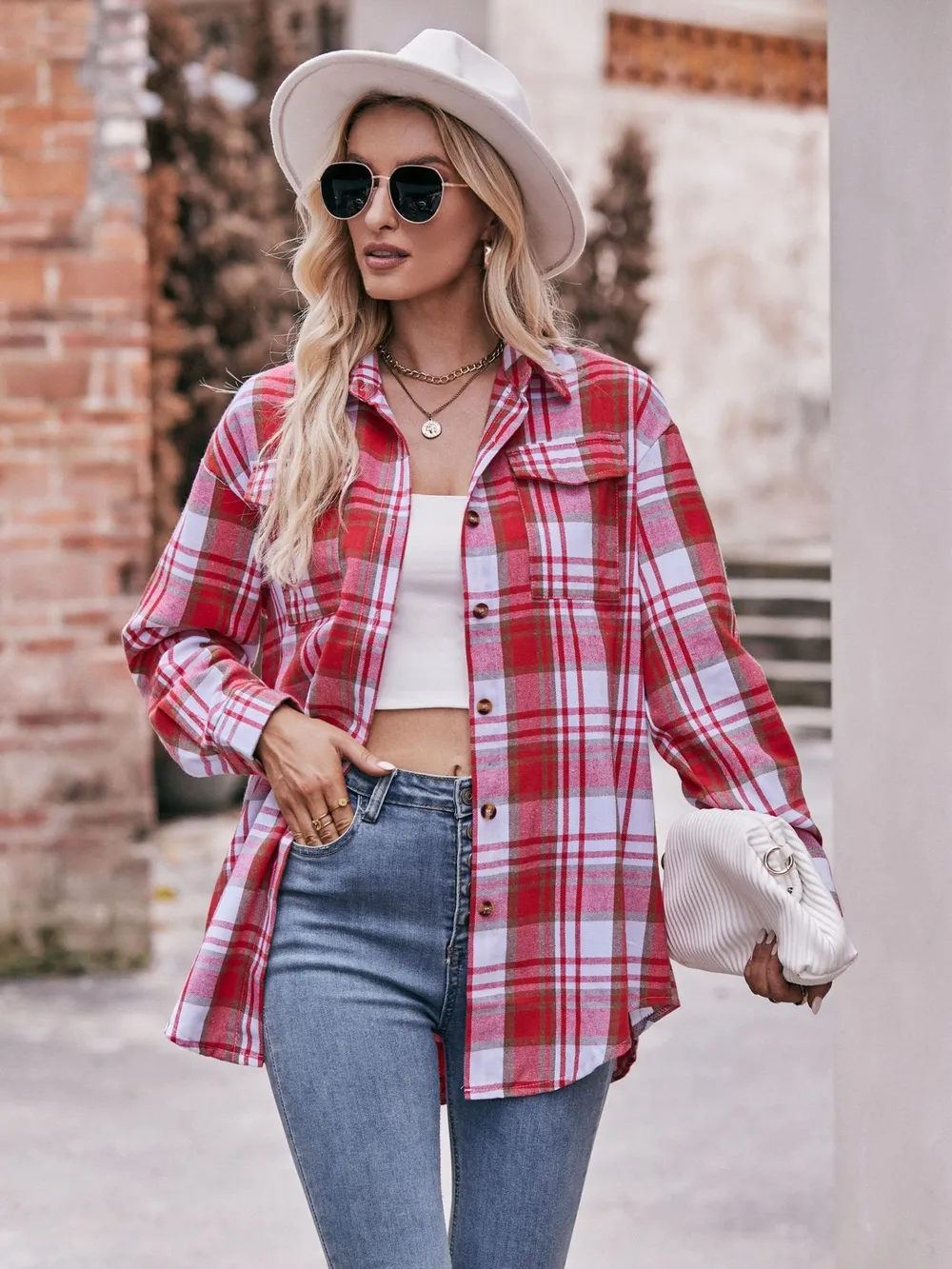 Plaid Button-Down Long Sleeve Shirt, image 3