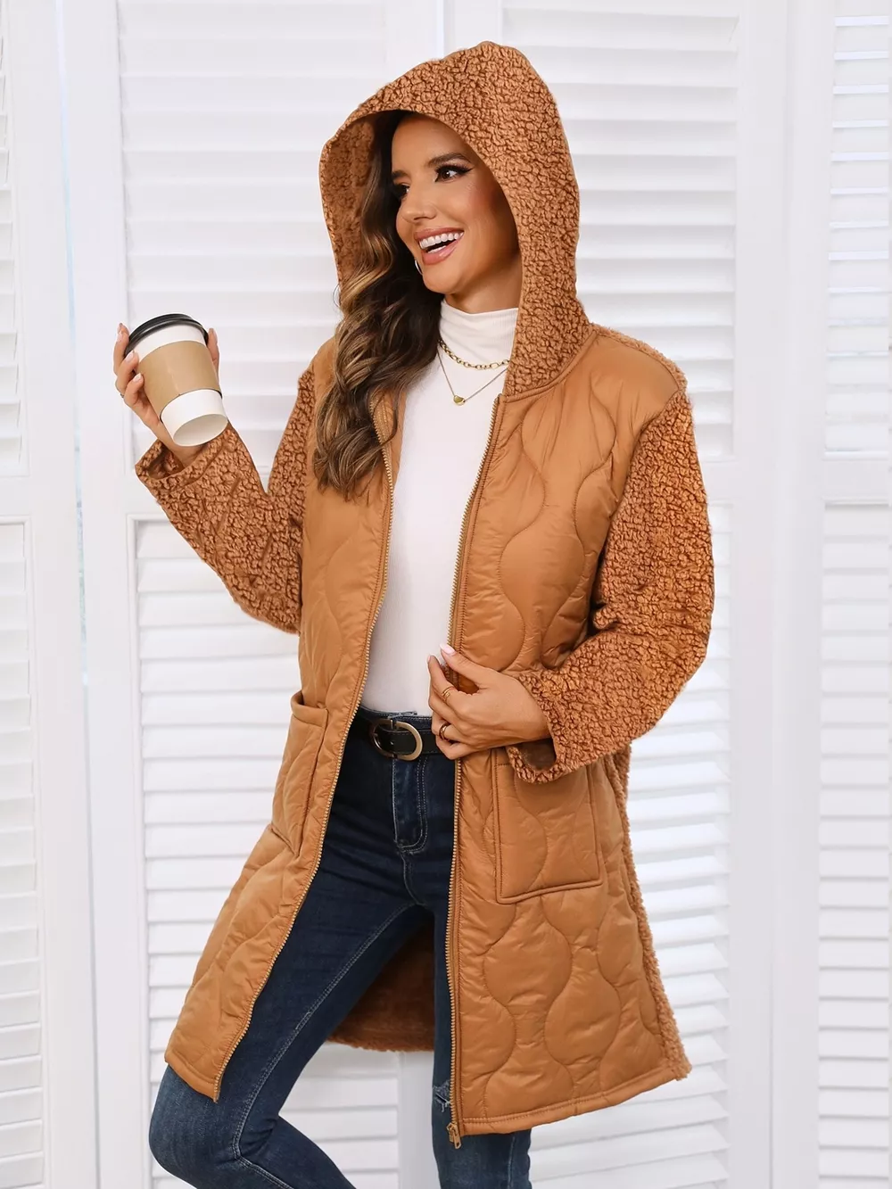 Zip Up Long Sleeve Hooded Outerwear, image 3