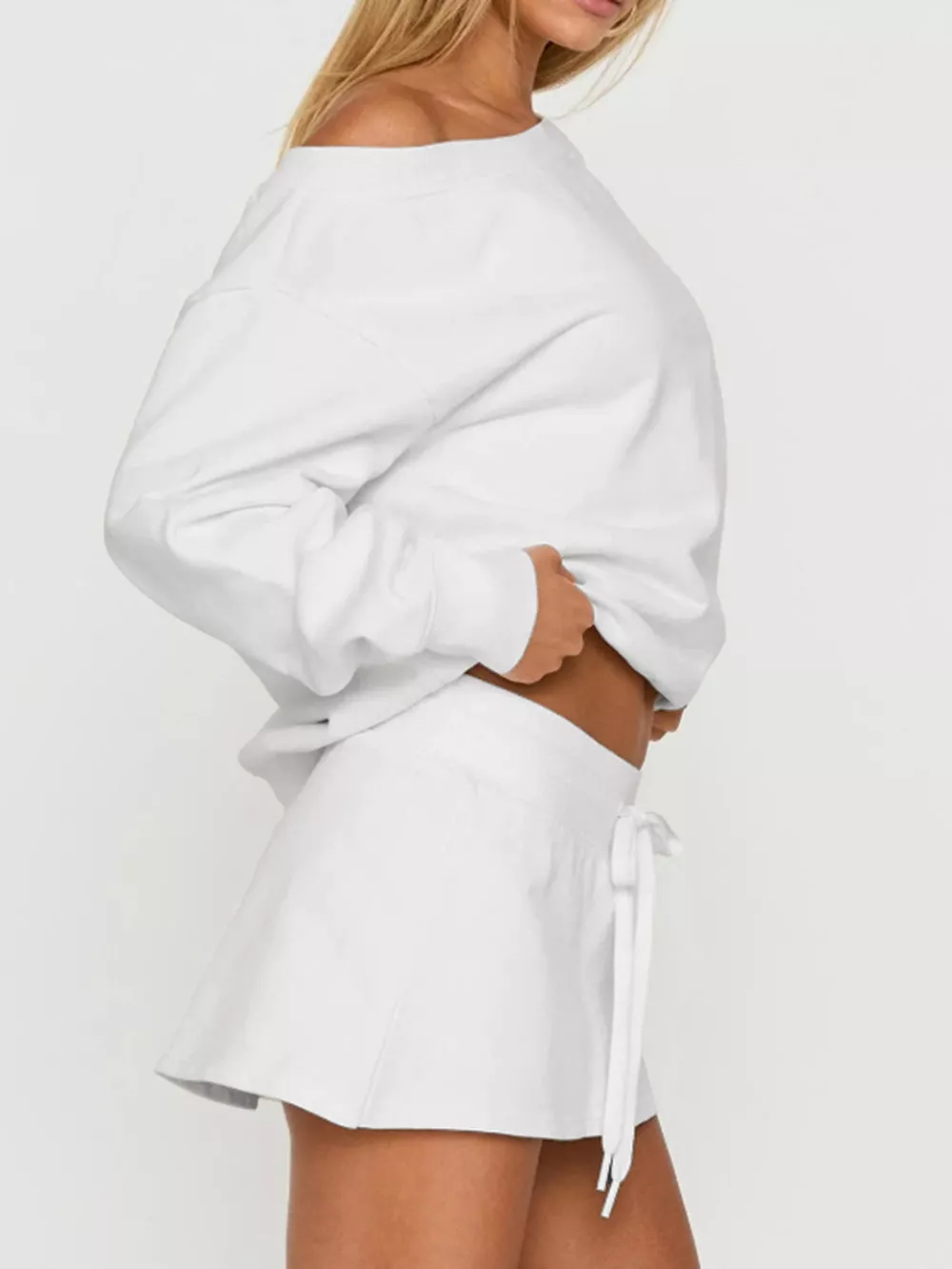 Boat Neck Sweatshirt and Mini Skirt Set, image 4