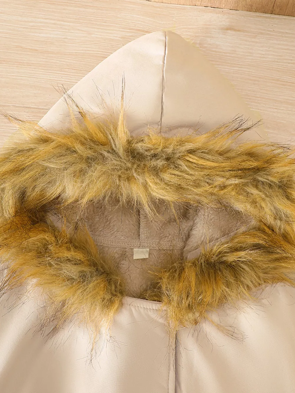 Children's Tie Waist Faux Fur Hooded Outerwear, image 4