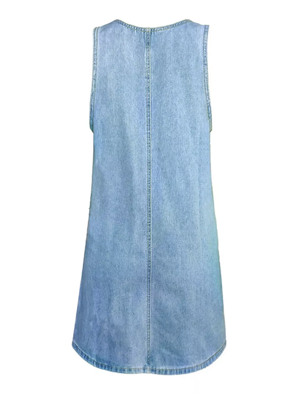 Casual Scoop Neck Sleeveless Denim Dress, image 3