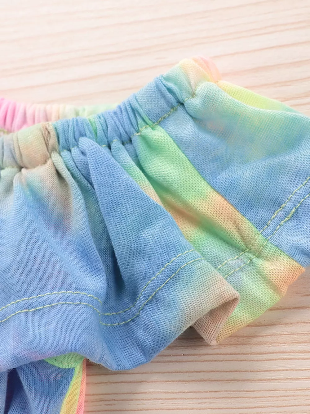 Children's Tie-Dye Ruffle Crop Top and Distressed Denim Shorts Set, image 4