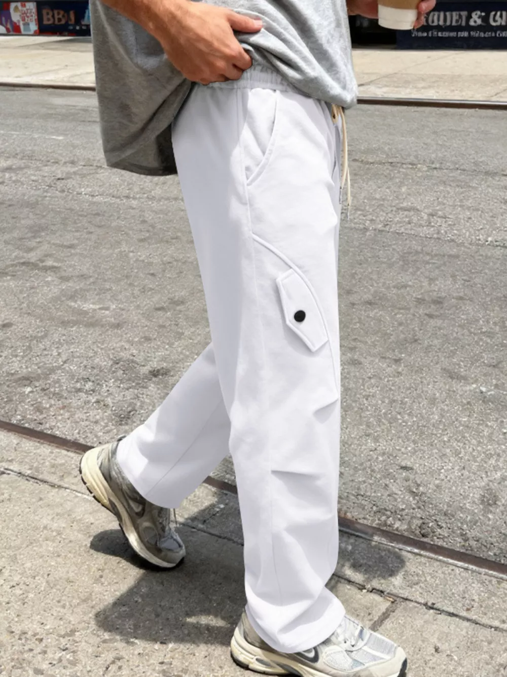 Men's Full Size Casual Cargo Pants with Drawstring Waist Plus Size, image 11