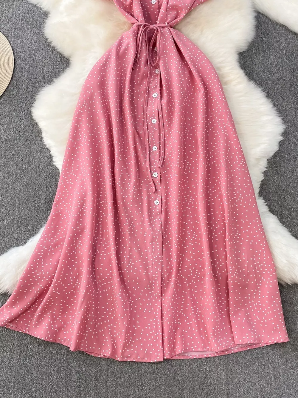 Polka Dot Button-Down Dress, image 7