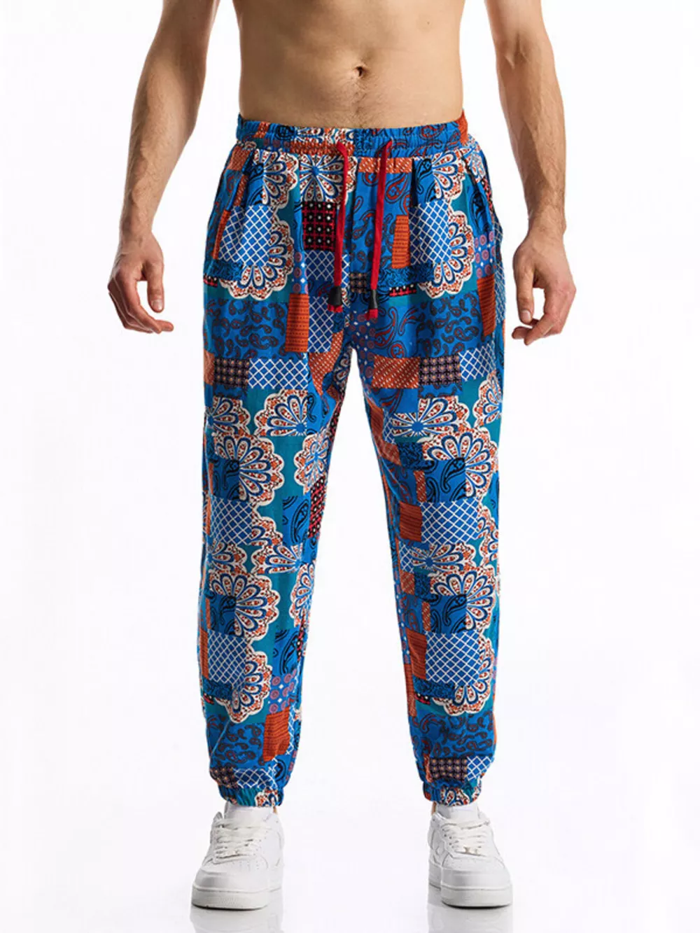 Men's Full Size Printed Drawstring Casual Pants Plus Size, image 4