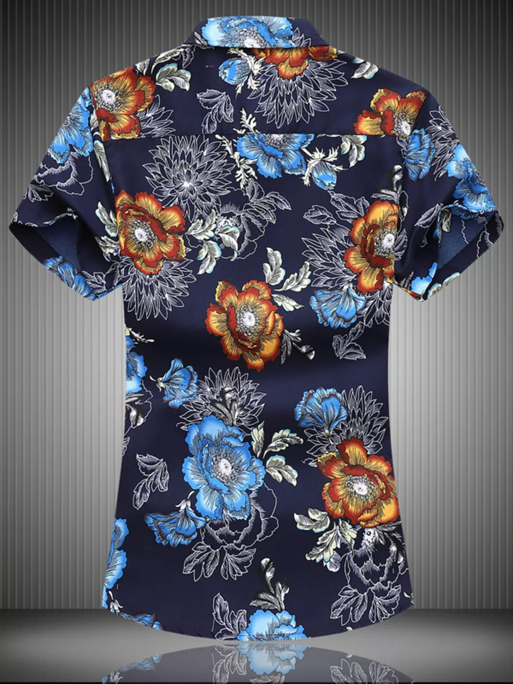 Men's Plus Size Floral Print Short Sleeve Casual Shirt, image 4