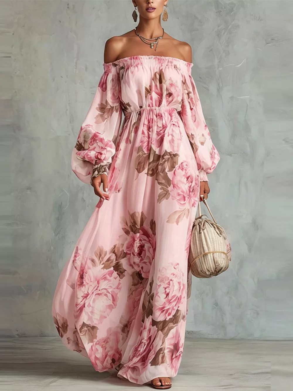 Floral Off Shoulder Maxi Dress, image 7