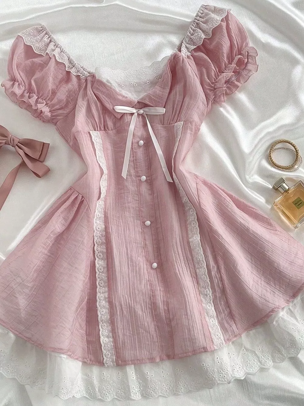 Lace Detail Cap Sleeve Dress, image 5