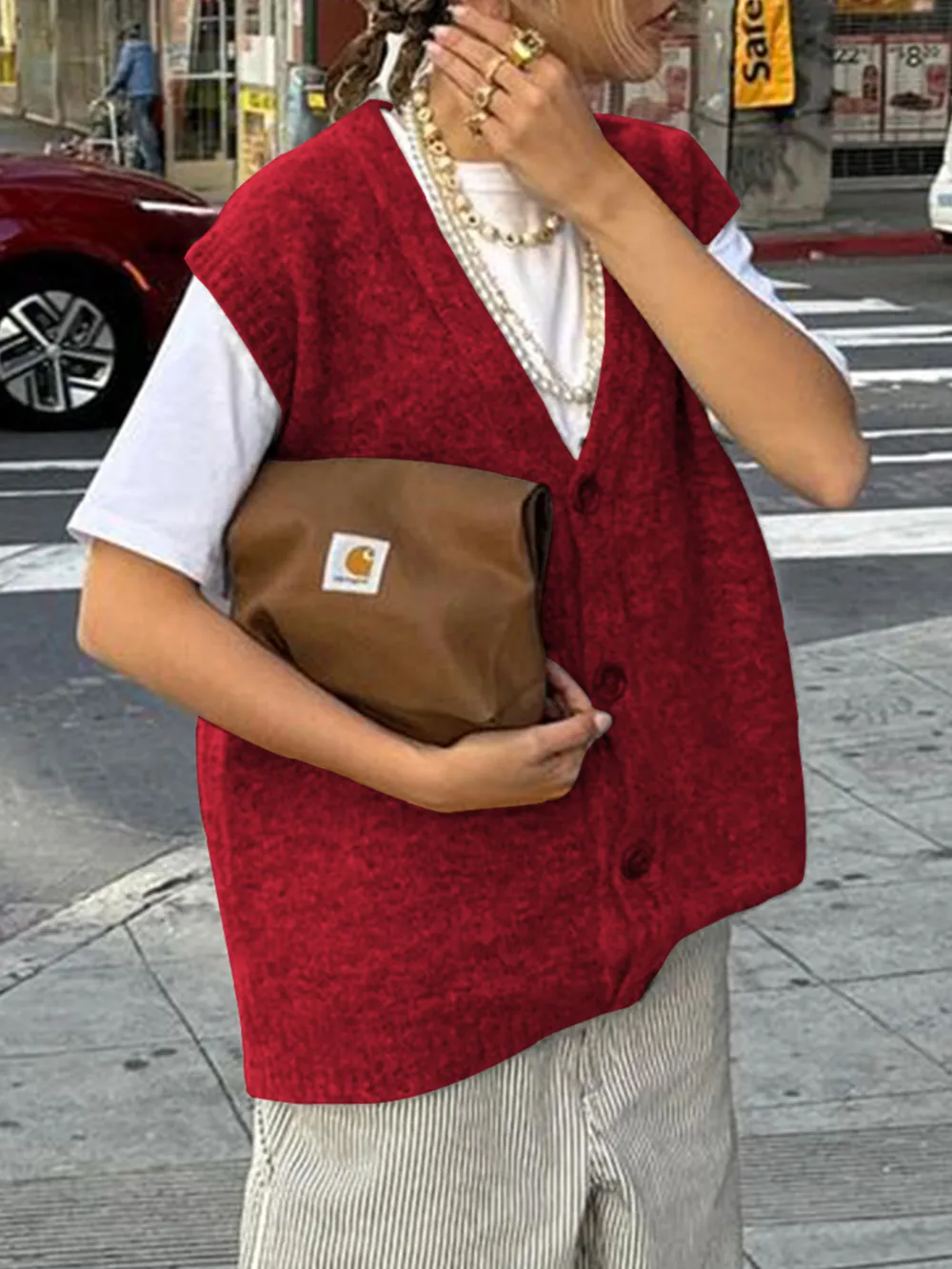 Button-Front Sweater Vest, image 14