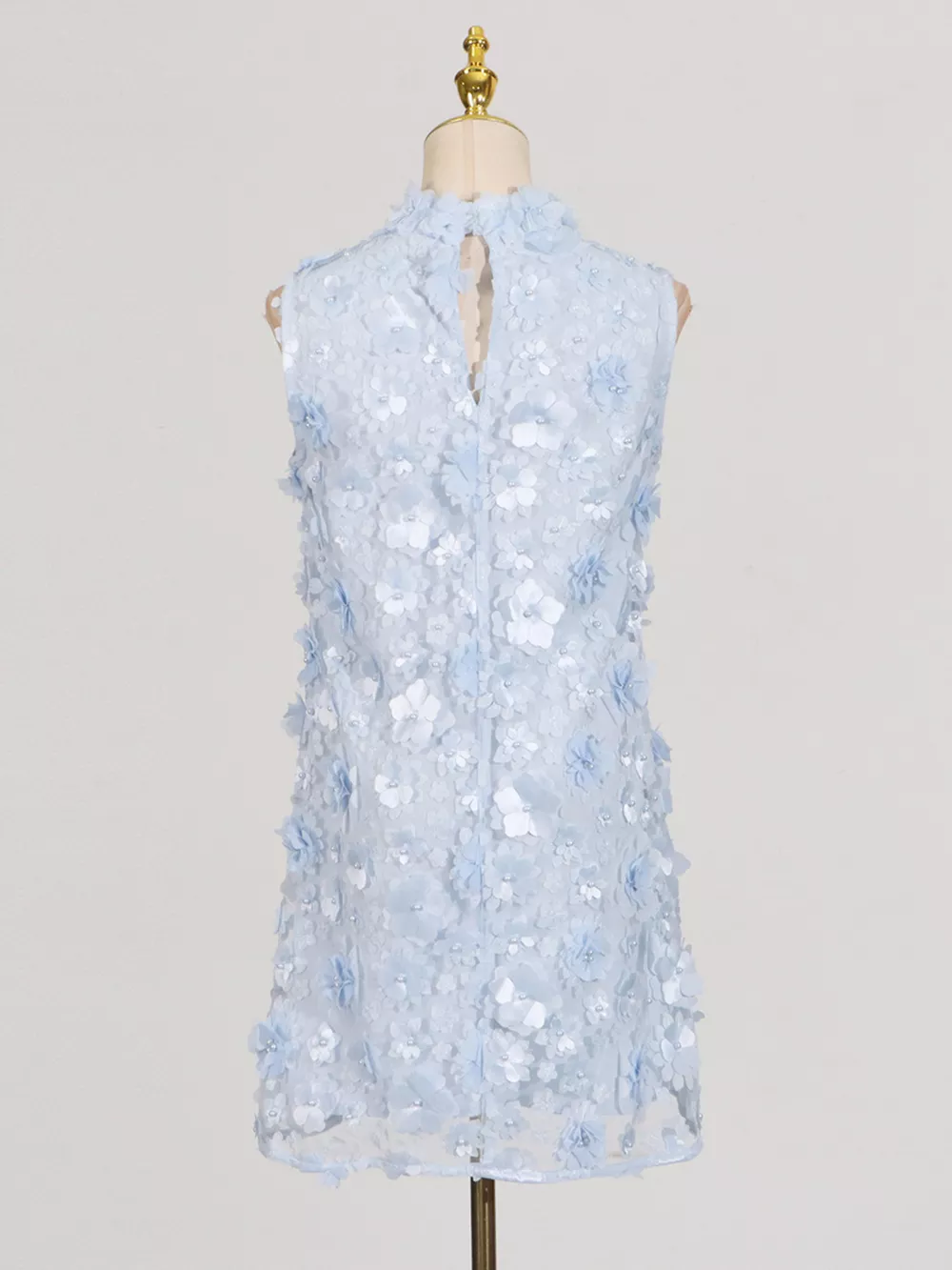 Floral Applique High Neck Sleeveless Mini Dress, image 6